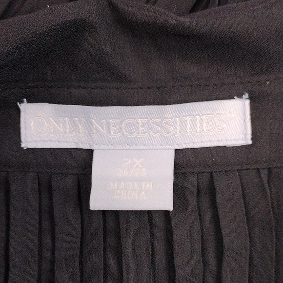 Only Necessities Sheer Pleated Button Top - Picture 3 of 9